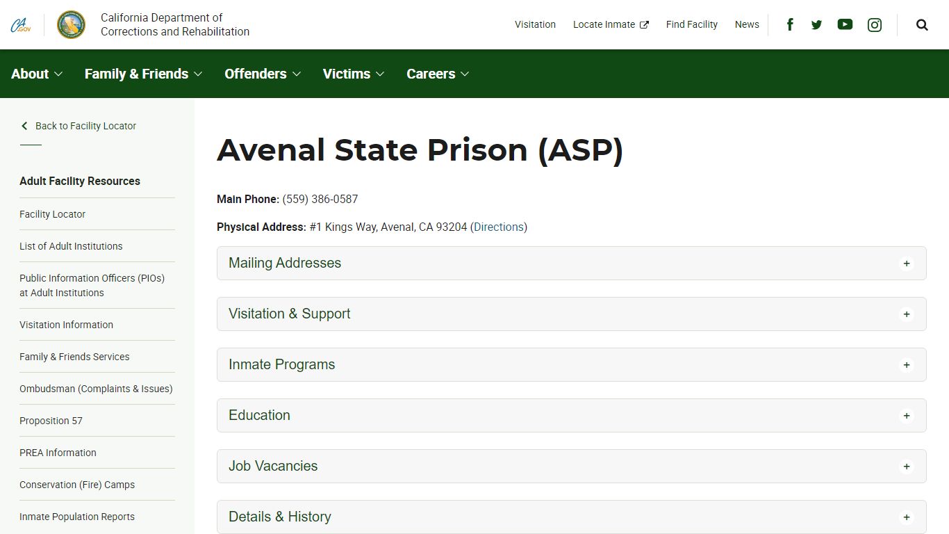 Avenal State Prison (ASP) - California Department of ...